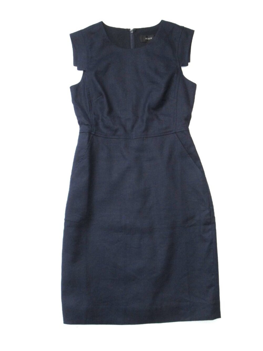 NWT J.Crew Petite Resume Sheath in Navy Blue Stretch Linen Dress 4P $168 - Picture 3 of 5
